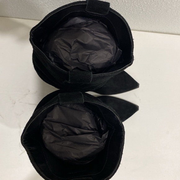 NWT Nine West Wilton Black Suede Block Heel Dress Boots |Size 7 - Picture 10 of 13